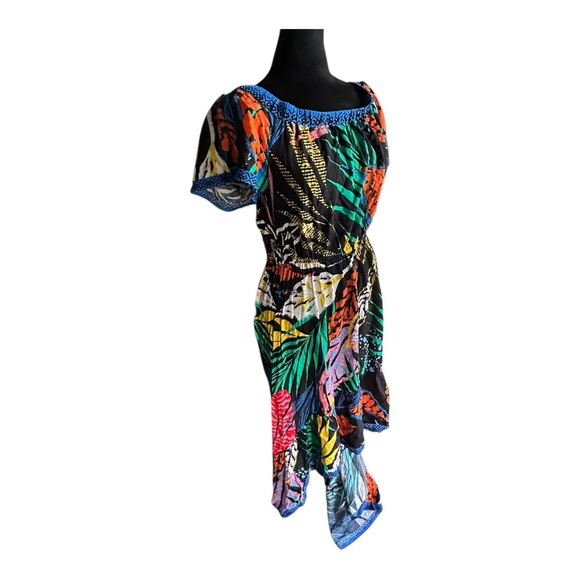 Flying Tomato Off-the-Shoulder Ruffle High-Low Tropical Print Dress – Size M - Picture 13 of 15